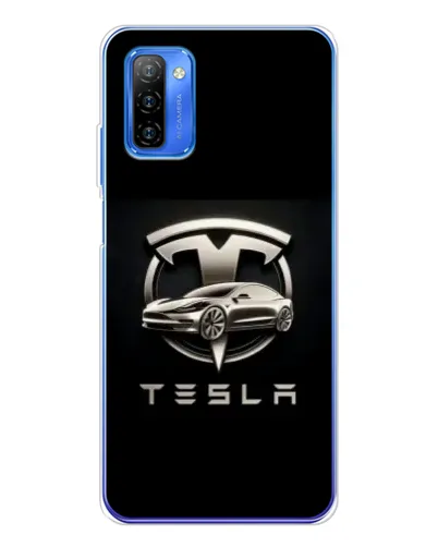 Чехол для Ulefone Note 12 с картинкой «Tesla — серебристое авто»