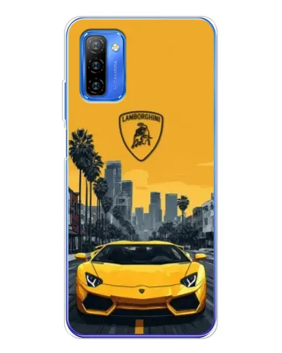 Чехол для Ulefone Note 12 с картинкой «Желтый Lamborghini город»