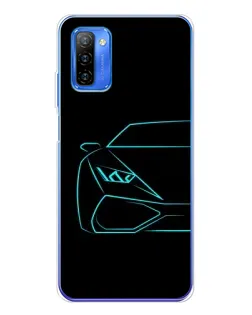 Чехол для Ulefone Note 12 с картинкой «Голубой силуэт Lamborghini»