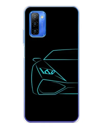Чехол для Ulefone Note 12 с картинкой «Голубой силуэт Lamborghini»