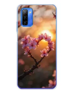 Чехол для Ulefone Note 12 с картинкой «Розовый цвет сердце на фоне заката»