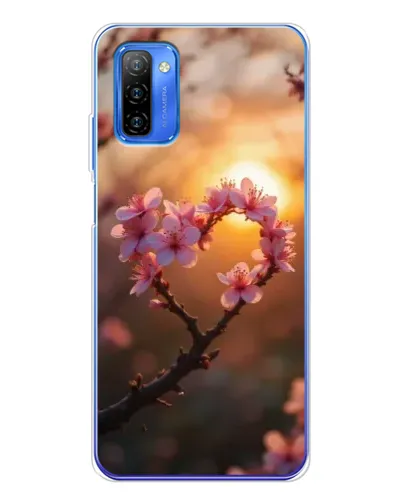 Чехол для Ulefone Note 12 с картинкой «Розовый цвет сердце на фоне заката»