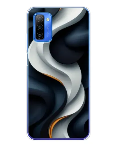 Чехол для Ulefone Note 12 с картинкой «Объемные черно-белые ленты»