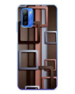 Чехол для Ulefone Note 12 с картинкой «Коричневые объемные квадраты»