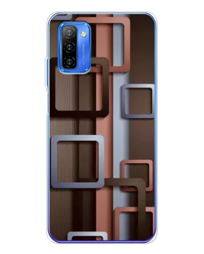Чехол для Ulefone Note 12 с картинкой «Коричневые объемные квадраты»