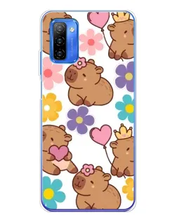 Чехол для Ulefone Note 12 с картинкой «Цветочный паттерн капибар»