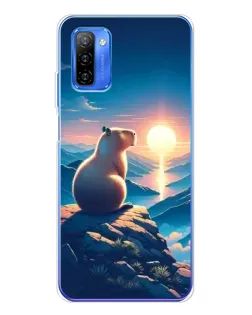 Чехол для Ulefone Note 12 с картинкой «Закат солнца с капибарой»