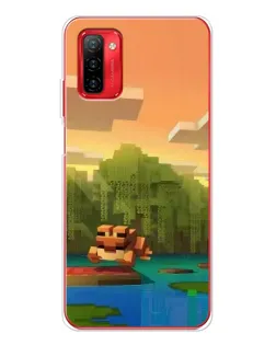 Чехол для Ulefone Note 12P с картинкой «Майнкрафт закат солнца»