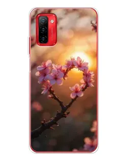 Чехол для Ulefone Note 12P с картинкой «Розовый цвет сердце на фоне заката»