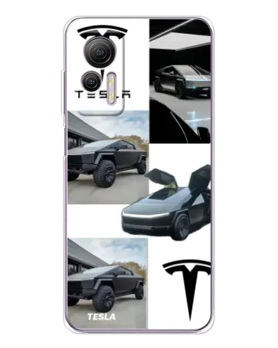 Чехол для Ulefone Note 14 с картинкой «Коллаж Cybertruck Tesla»