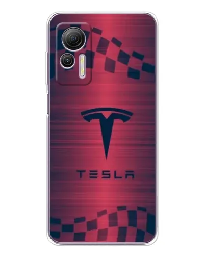 Чехол для Ulefone Note 14 с картинкой «Тесла красный карбон»