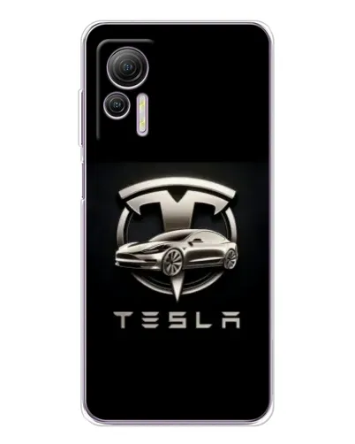 Чехол для Ulefone Note 14 с картинкой «Tesla — серебристое авто»
