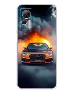 Чехол для Ulefone Note 14 с картинкой «Audi в огненном дыму»