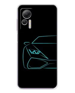 Чехол для Ulefone Note 14 с картинкой «Голубой силуэт Lamborghini»