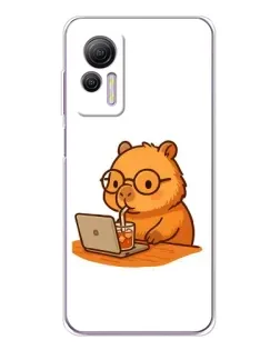 Чехол для Ulefone Note 14 с картинкой «Капибара с ноутбуком»