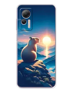 Чехол для Ulefone Note 14 с картинкой «Закат солнца с капибарой»