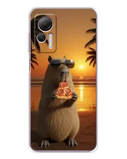 Чехол для Ulefone Note 14 с картинкой «Капибара с пиццей»