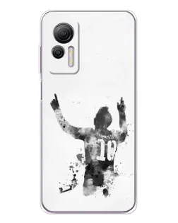 Чехол для Ulefone Note 14 с картинкой «Черно-белый силуэт Месси»