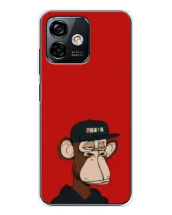 Чехол для Ulefone Note 16 Pro с картинкой «Bored Ape — красный фон»