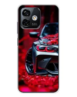 Чохол для Ulefone Note 16 Pro з картинкою «Спортивна BMW та квіти»