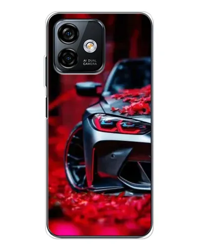Чехол для Ulefone Note 16 Pro с картинкой «Спортивная BMW и цветы»