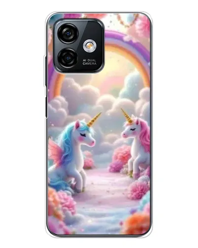 Чехол для Ulefone Note 16 Pro с картинкой «Радуга и единороги»