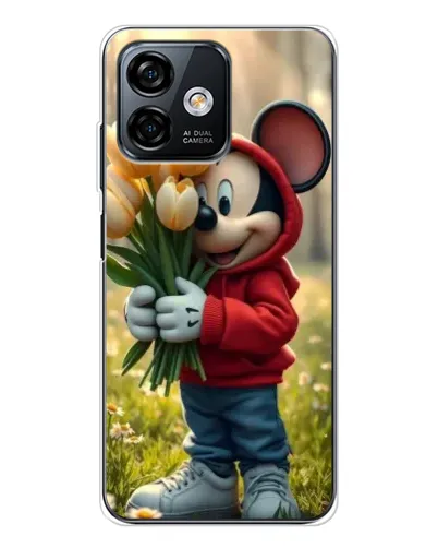 Чехол для Ulefone Note 16 Pro с картинкой «Микки с тюльпанами»