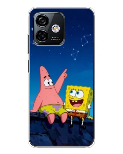 Чехол для Ulefone Note 16 Pro с картинкой «Губка Боб и Патрик ночью»