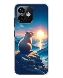 Чехол для Ulefone Note 16 Pro с картинкой «Закат солнца с капибарой»