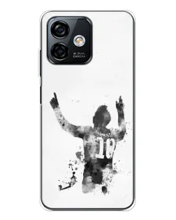Чехол для Ulefone Note 16 Pro с картинкой «Черно-белый силуэт Месси»