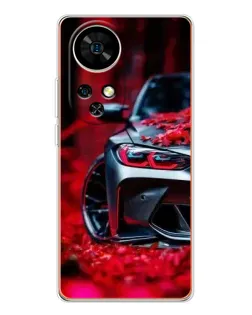 Чехол для Ulefone Note 17 Pro с картинкой «Спортивная BMW и цветы»