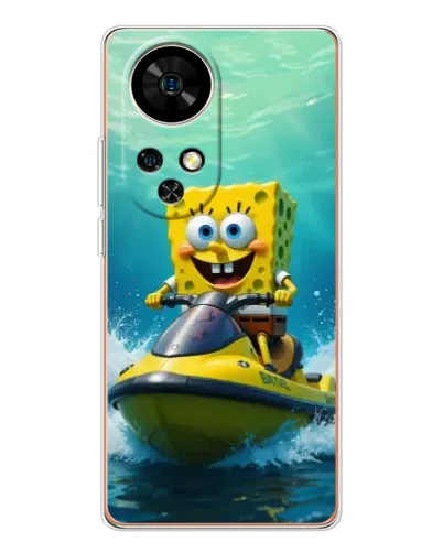 Чехол для Ulefone Note 17 Pro с картинкой «Спанч Боб на гидроцикле»