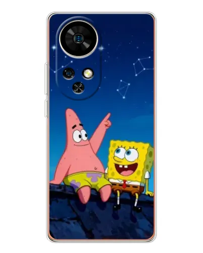 Чехол для Ulefone Note 17 Pro с картинкой «Губка Боб и Патрик ночью»