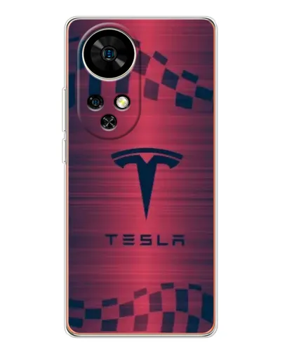 Чехол для Ulefone Note 17 Pro с картинкой «Тесла красный карбон»