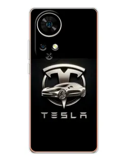 Чехол для Ulefone Note 17 Pro с картинкой «Tesla — серебристое авто»