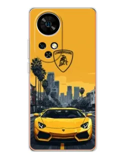 Чехол для Ulefone Note 17 Pro с картинкой «Желтый Lamborghini город»