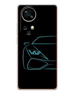 Чехол для Ulefone Note 17 Pro с картинкой «Голубой силуэт Lamborghini»