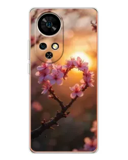 Чохол для Ulefone Note 17 Pro з картинкою «Рожевий цвіт  сердечко на тлі заходу»