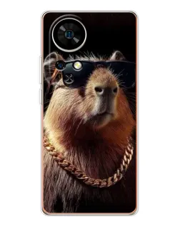 Чехол для Ulefone Note 17 Pro с картинкой «Капибара золотая цепь»