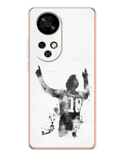 Чехол для Ulefone Note 17 Pro с картинкой «Черно-белый силуэт Месси»