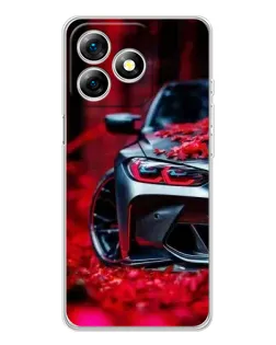 Чохол для Ulefone Note 18 Pro з картинкою «Спортивна BMW та квіти»