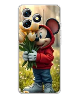 Чехол для Ulefone Note 18 Pro с картинкой «Микки с тюльпанами»
