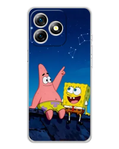Чехол для Ulefone Note 18 Pro с картинкой «Губка Боб и Патрик ночью»