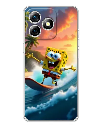 Чехол для Ulefone Note 18 Pro с картинкой «Губка Боб серфингист»
