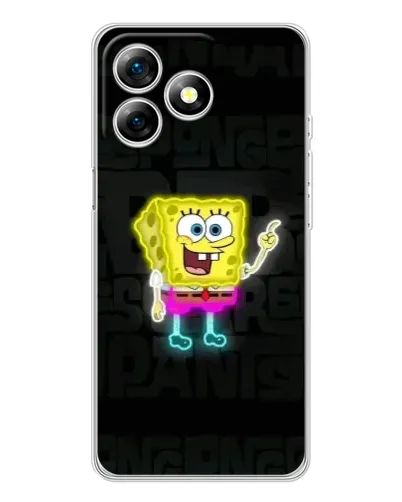 Чехол для Ulefone Note 18 Pro с картинкой «Неоновый Губка Боб»