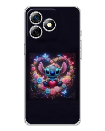 Чехол для Ulefone Note 18 Pro с картинкой «Stitch в цветах»