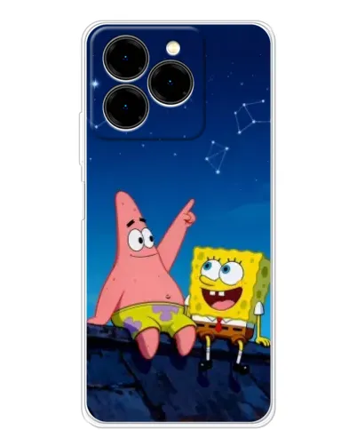 Чехол для Ulefone Note 20 Pro с картинкой «Губка Боб и Патрик ночью»