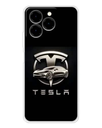 Чехол для Ulefone Note 20 Pro с картинкой «Tesla — серебристое авто»