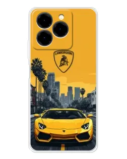 Чехол для Ulefone Note 20 Pro с картинкой «Желтый Lamborghini город»