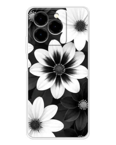 Чехол для Ulefone Note 20 Pro с картинкой «Монохромные астры»